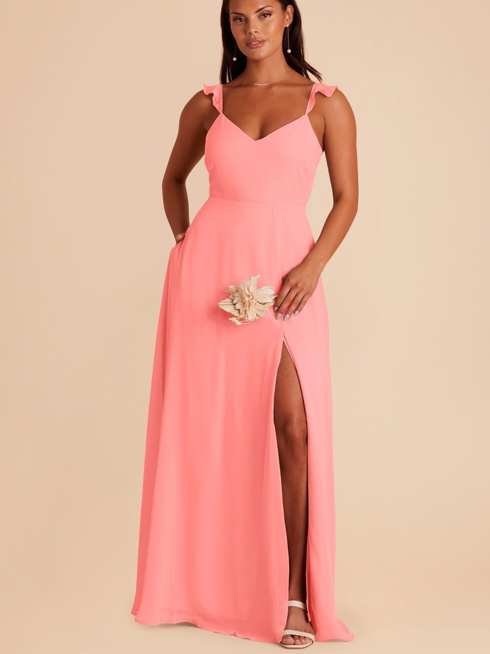 Birdy Grey Doris Chiffon Coral Pink Dress